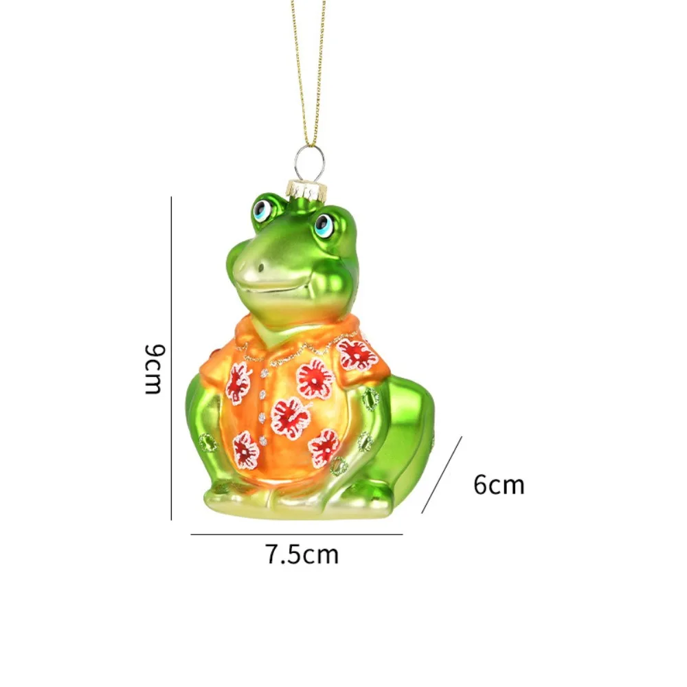 

Glass Painted Christmas Decorations Frog Crocodile Dinosaur Shape Green Christmas Ornaments Christmas Tree Pendant