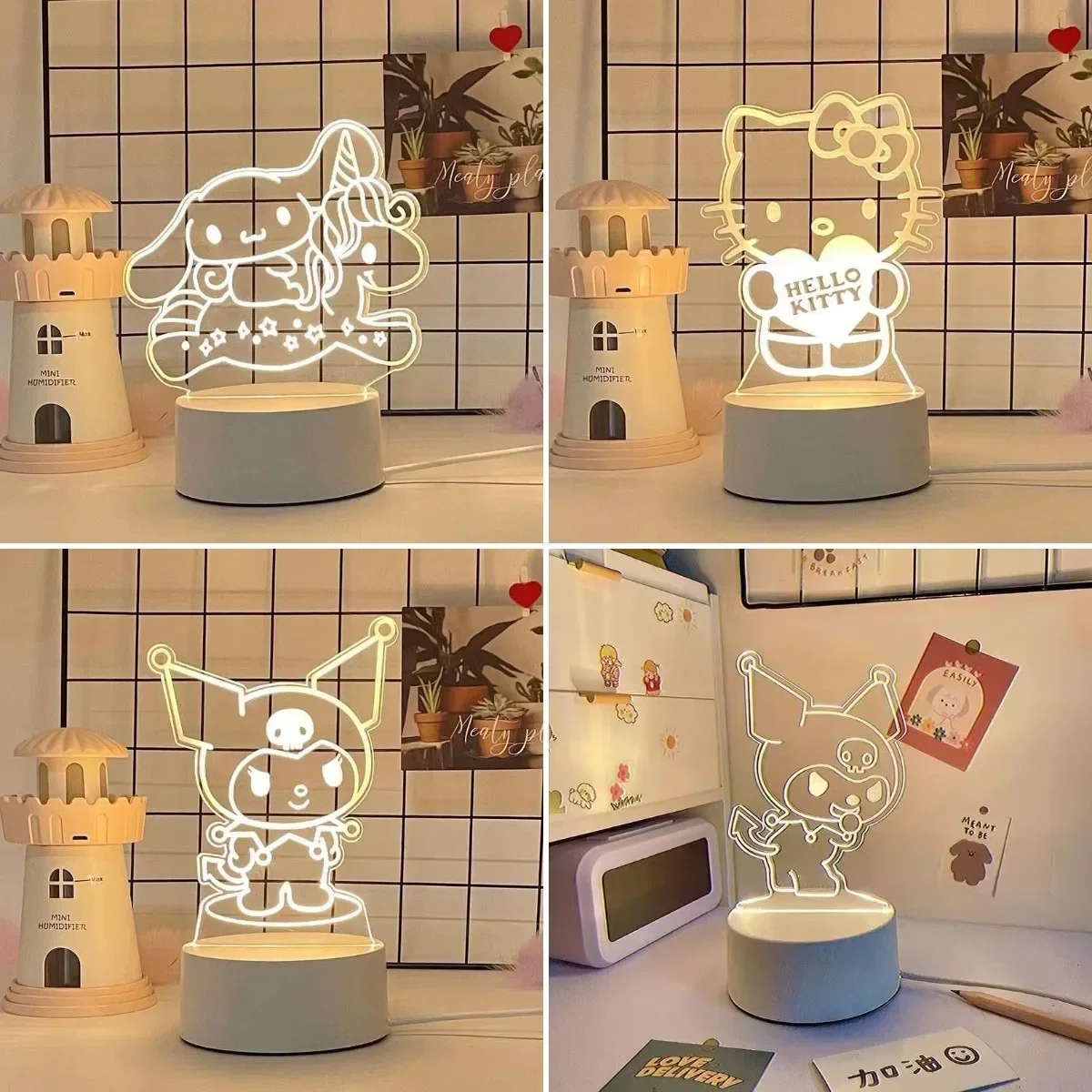 Jar Apanhador de Sonhos Kawaii, 3D Luz Noturna, Decoração de Luzes Do Quarto da Minha Melodia Hello Kitty para Meninas, Presente Quente