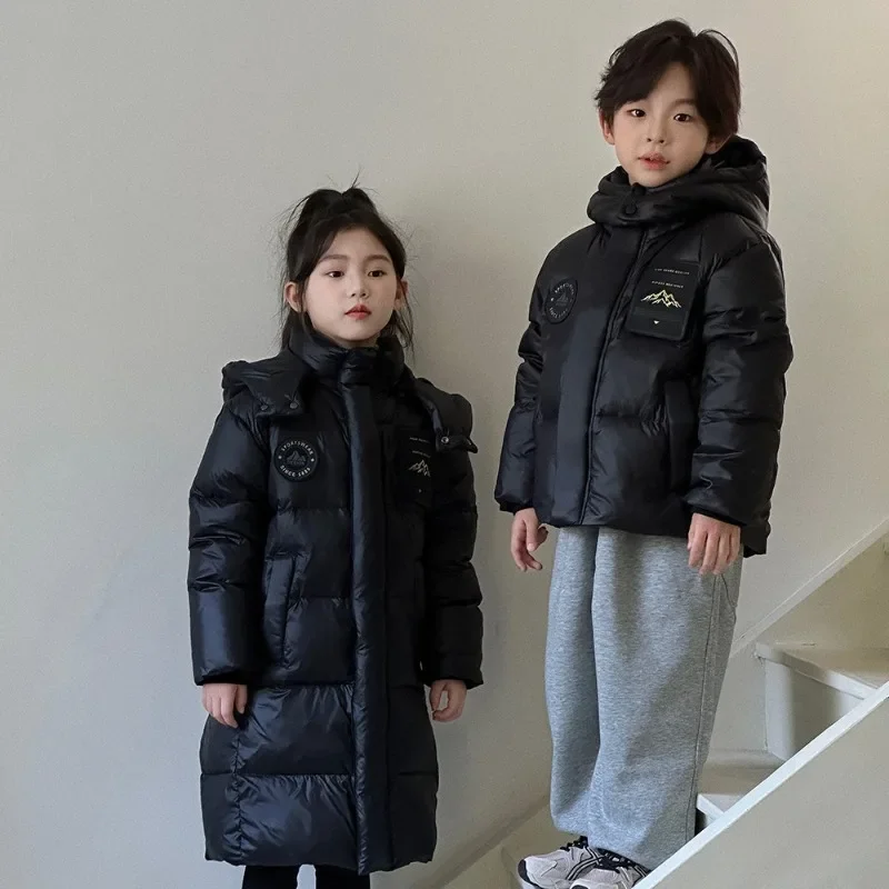 

Winter High Quality Thicker Down Jacket Children Hooded Black White Duck Down Outerwear Girl And Boys Down Coats Winter Children