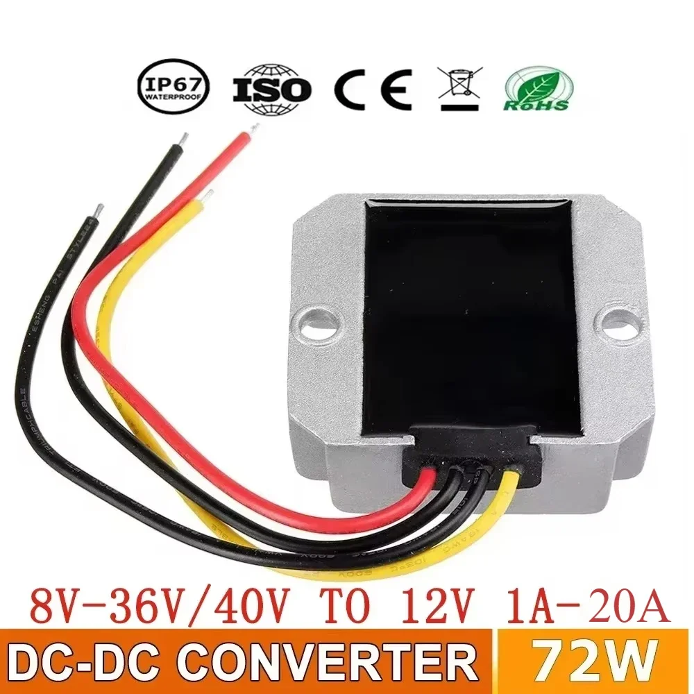 8-40V to 12V 1A-20A Boost Buck DC Power Converter Voltage Stabilizer Regulator Power Supply High Quality for Cars Solar CE ROHS