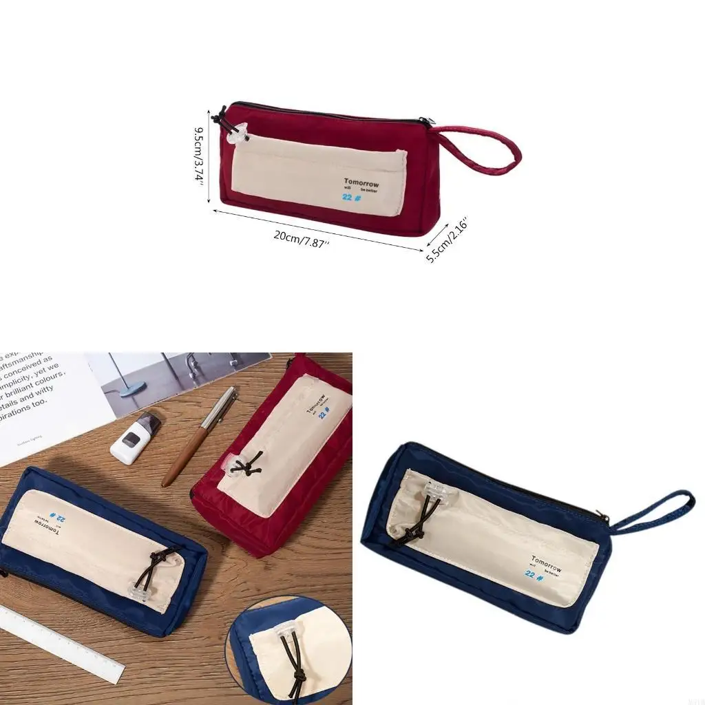 M5TB Handheld Pencil for Case Waterproof Nylon Pen Bag Elastic Spring Closure for Stu