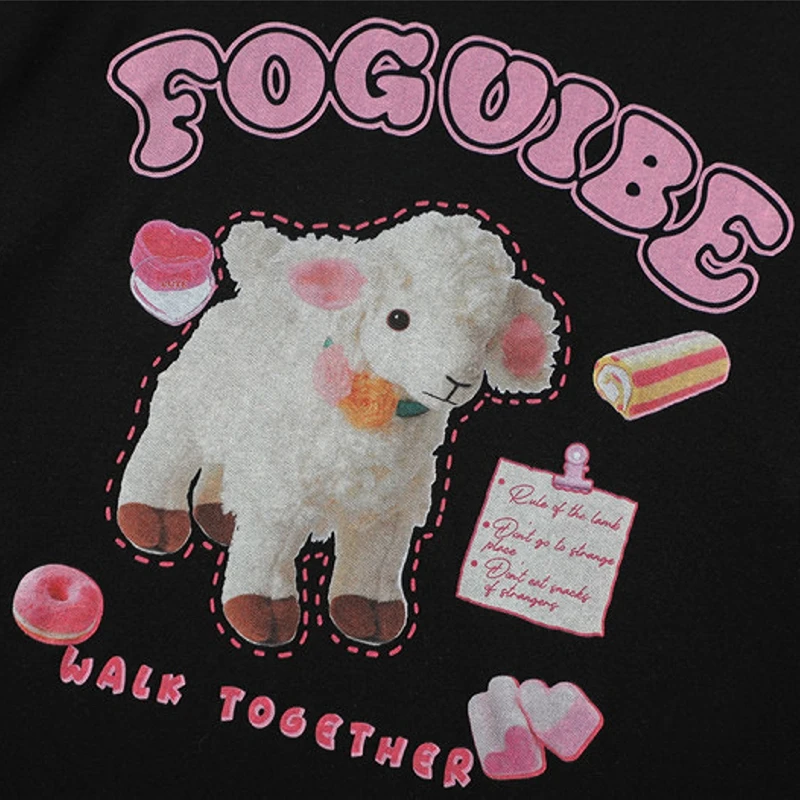 Cute Sheep Print t-shirt abbigliamento donna Kawaii Clothes Harajuku Tees estate manica corta Casual top versione coreana Cartoon