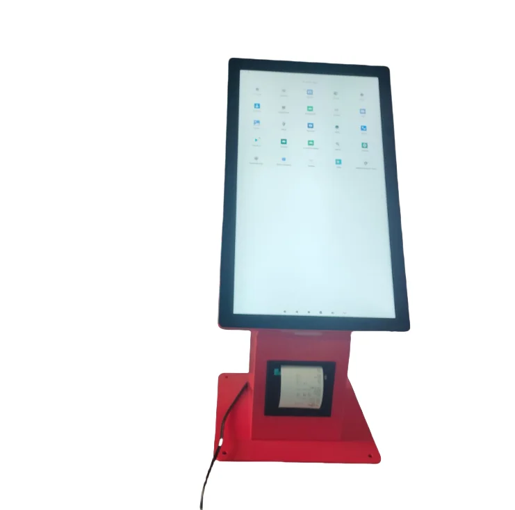 Contador de checkout de loja de conveniência de quiosque de mesa de 21,5 polegadas com serviço de quiosque de pedido com retenção com impressora