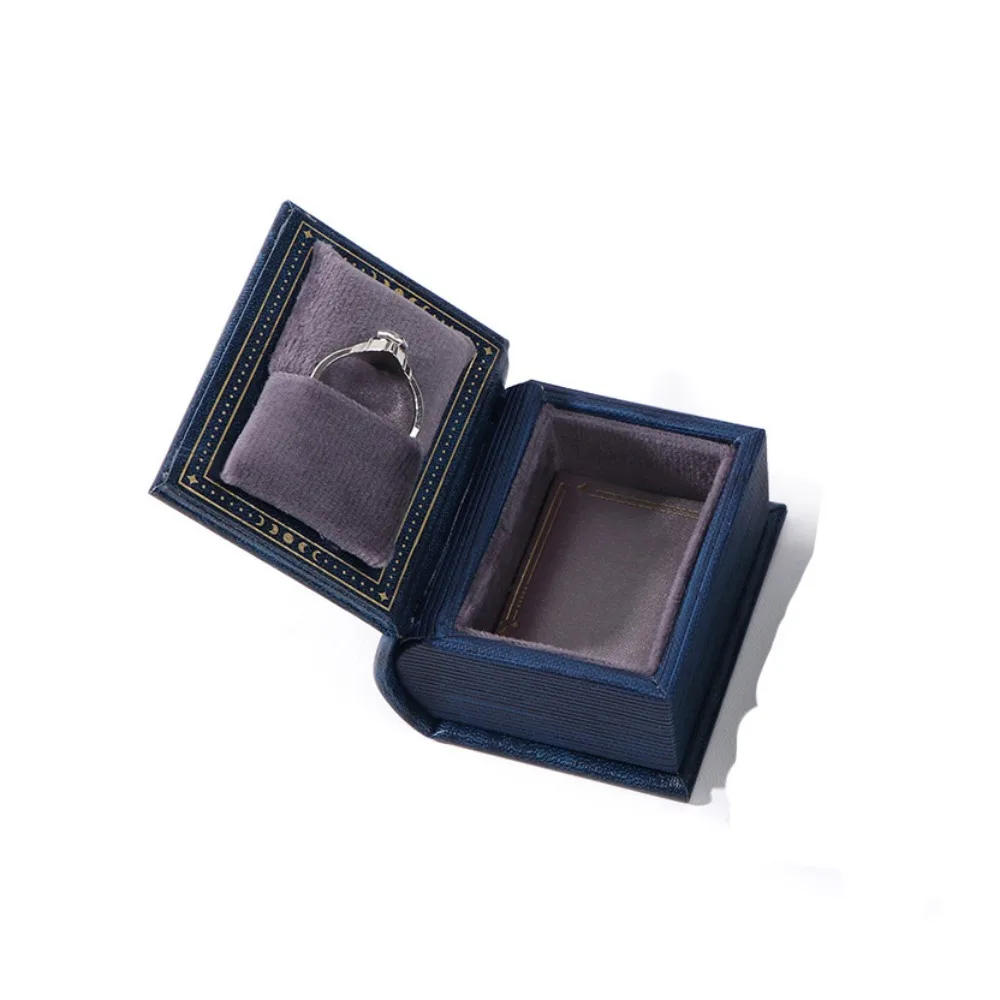 

Small Creative Book Shape Ring Box Flip Lid Magnetic Engagement Ring Case Earrings Case Storage Box Jewelry Packaging Wedding