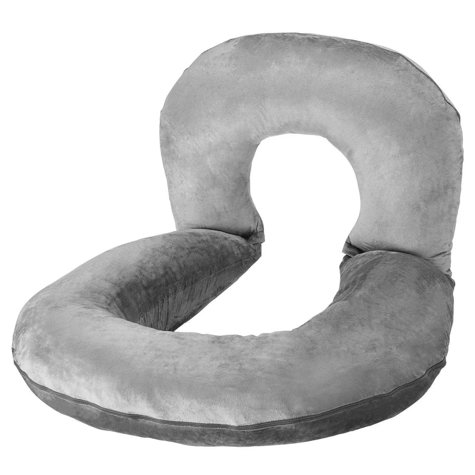 

Soft Touch U-Shaped Back Pillow 33x24x12in, Removable Cushion for Bed Use with Durable Sponge Core, Light Grey