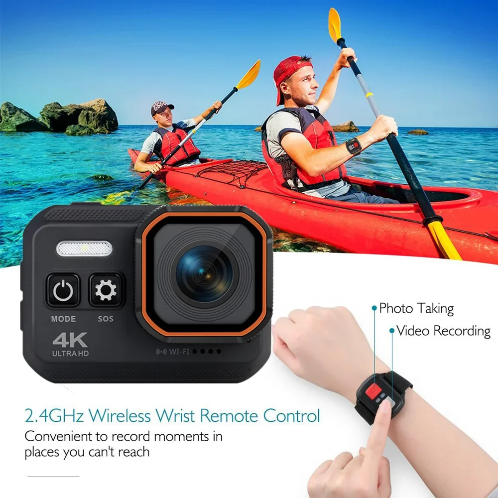 Action Camera 4K HD with Remote Control Screen Waterproof Sport Camera Drive Recorder 4K Sports Camera Helmet Action Cam Hero8