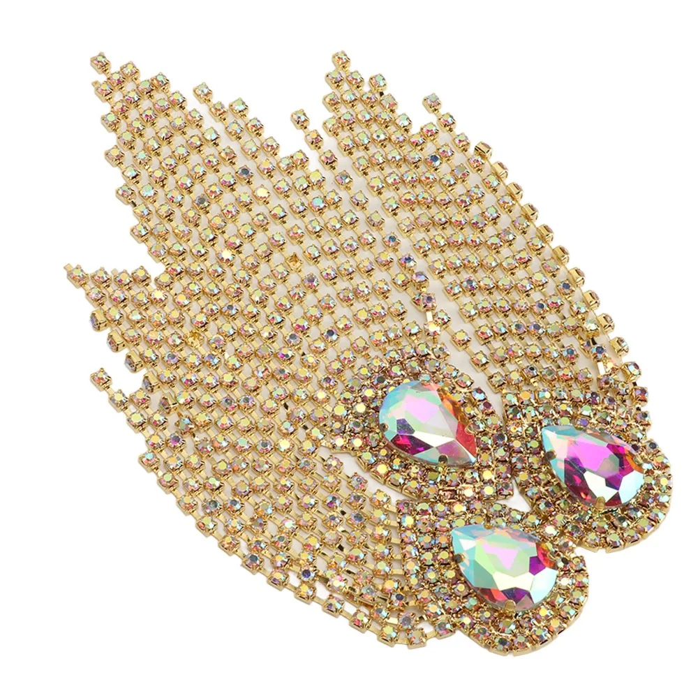 1pcs Fringe Design Rhinestone Tassel Epaulet Waterdrop Design Crystal Glass Rhinestone Decorative Shoulder Board