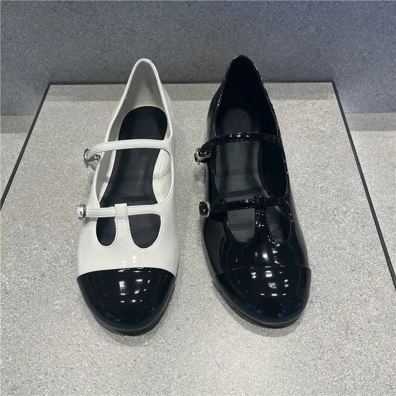Fashion Round Toe Women Flats Outdoor Solid Design Buckle Strap Mary Janes Girls Shoes Casual Cover Heel Zapatos Mujer