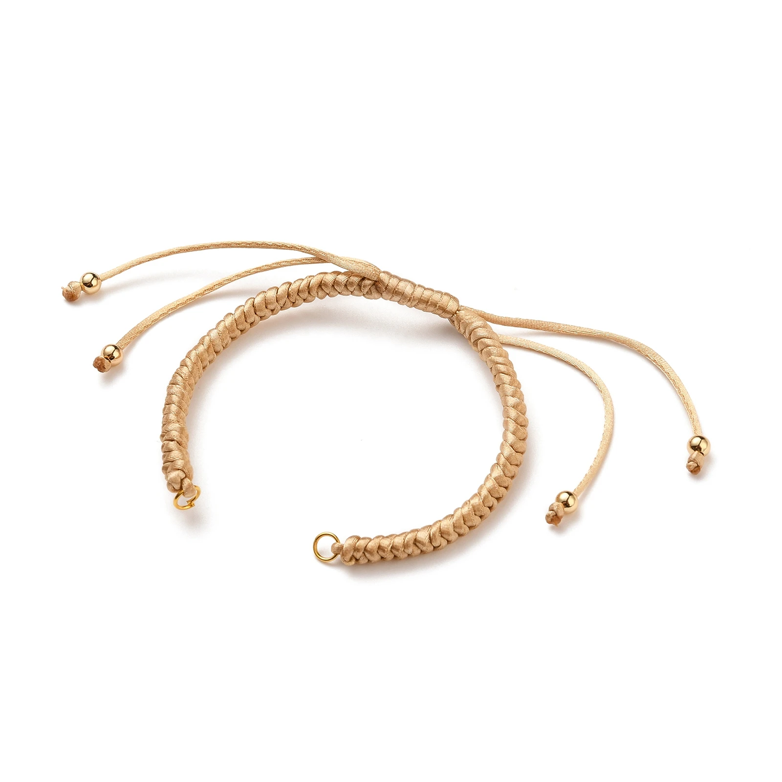 20Pcs Adjustable Braided Nylon Bracelet Making with 304 Stainless Steel Jump Rings & Round Brass Beads for Jewelry Making