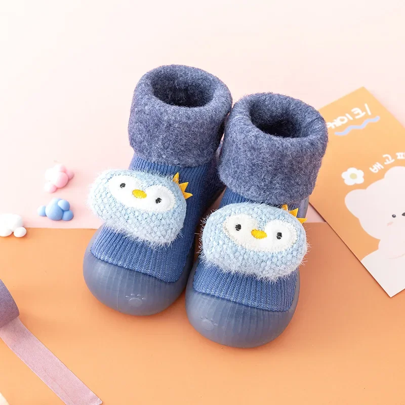 Теплая зимняя утолщенная детская обувь для малышей Мягкая подошва домашняя Нескользящая теплая детская обувь носки детская обувь для пола
