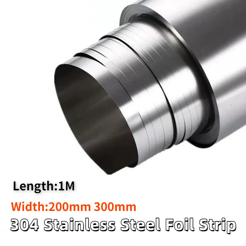 1 Roll Length 1meter 304 Stainless Steel Foil Strip Thin Plate Sheet Width 200mm 300mm Thickness 0.02mm - 0.5mm