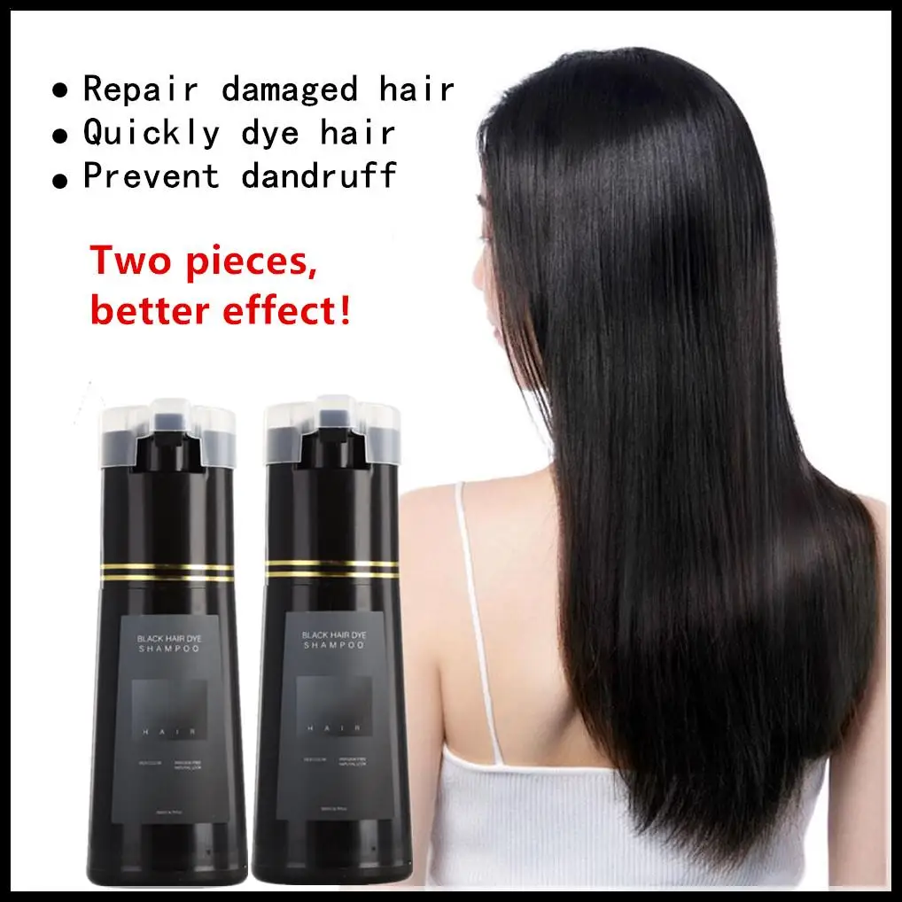 

2Pcs 200ml for Nova Hair Dye Shampoo Quick Coloring Natural Harmless Shampoo 3-in-1 Cleaning Nourishing Hair Dye Product