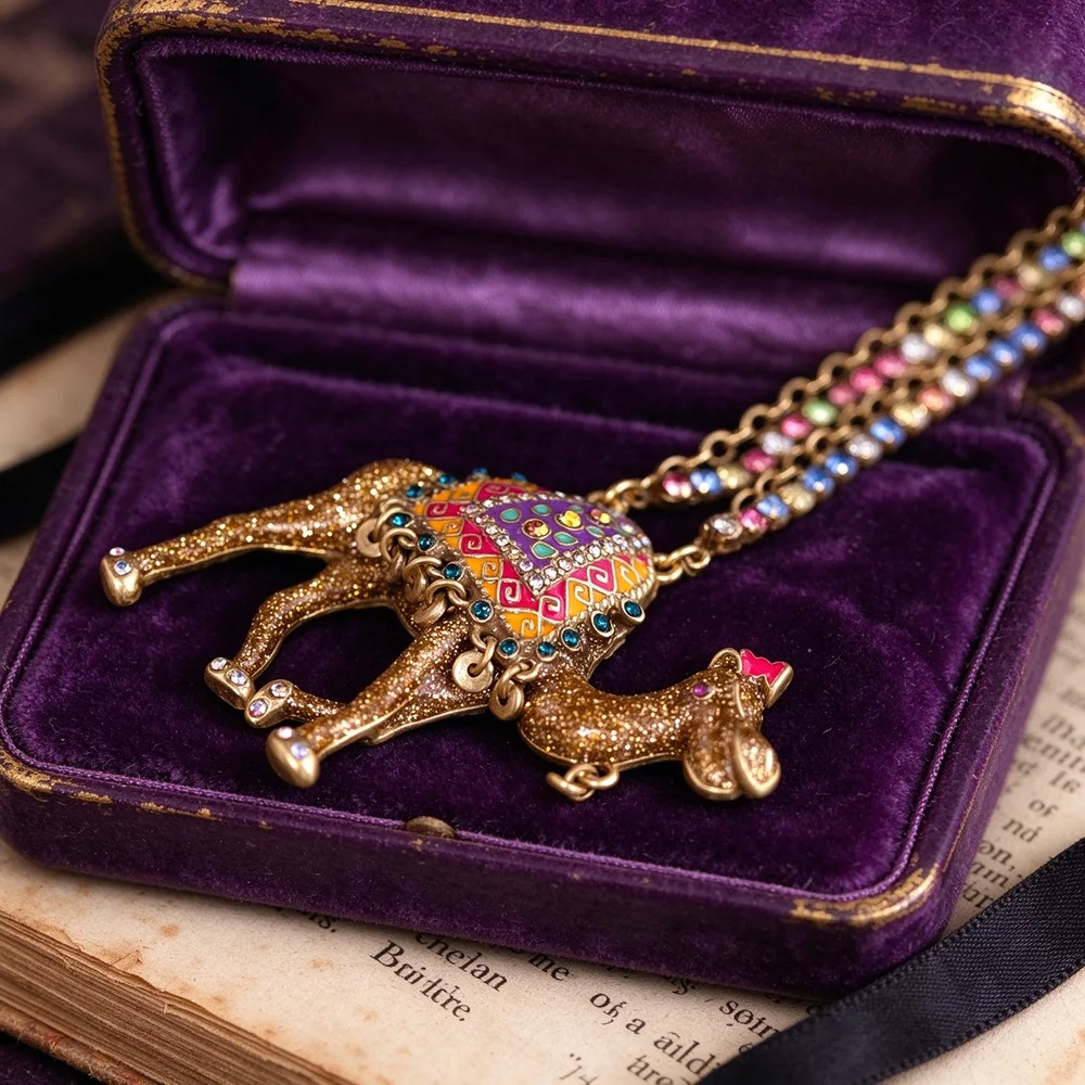 fashion-vintage-colored-gemstone-oil-dripping-animal-necklace-for-women's-gift-party-jewelry-necklace