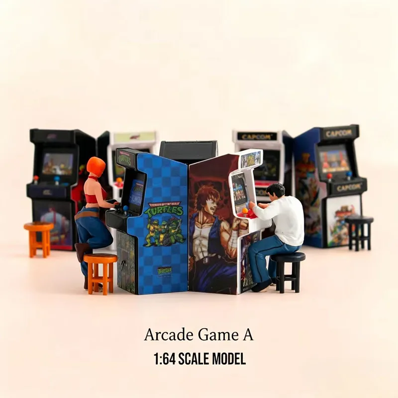 Neu auf Lager: 1/64 Maßstab Arcade-Spielkonsole Miniatur-Szene Puppen-Spielzeugmodell DIY-Szene mit handbemalter Desktop-Dekoration