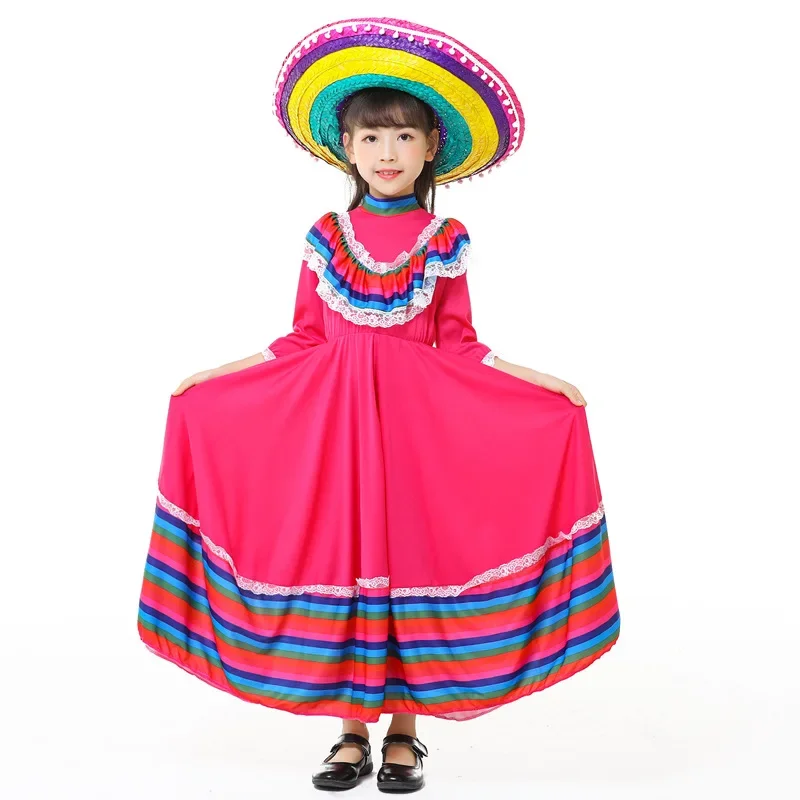 European And American Style Large Swing Skirt Mid-sleeve Dress Mexican National Costume