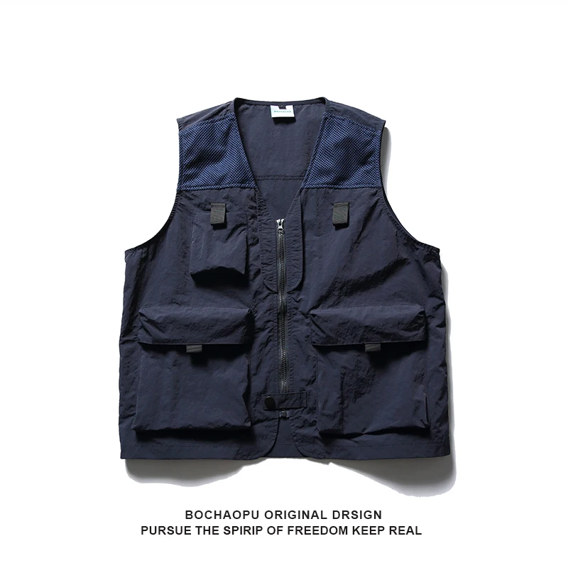 

Легкий повседневный мужской жилет с V-образным вырезом, летний, для активного отдыха, свободный, дышащий, с множеством карманов, модный, молодежный, свободного кроя, верхняя одежда