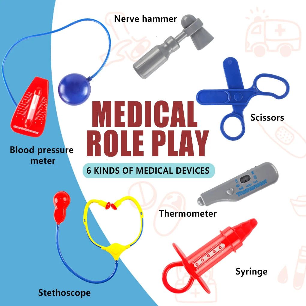 مجموعة واحدة من أدوات طبيب الأطفال لرياض الأطفال، لعبة تعليمية متينة ومبتكرة، مجموعة أزياء تنكرية للموظفين الطبيين الآمنين للأطفال