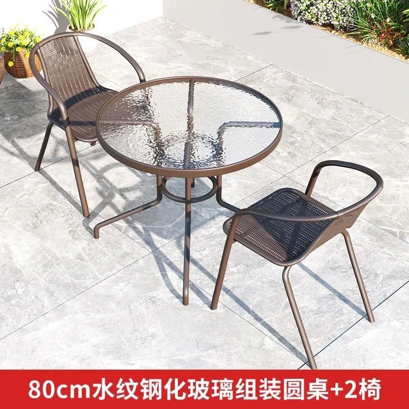 Outdoor courtyard milk tea shop beach table and chair set waterproof, anti-corrosion simple leisure combination table and chair