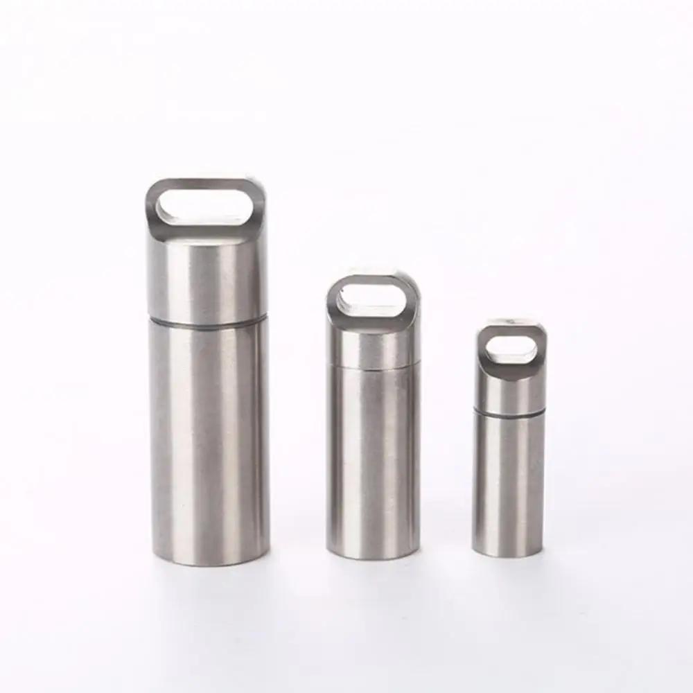 Pill Box Waterproof Sealed Mini Stainless Steel Capsule Camping Firstaid Pendant