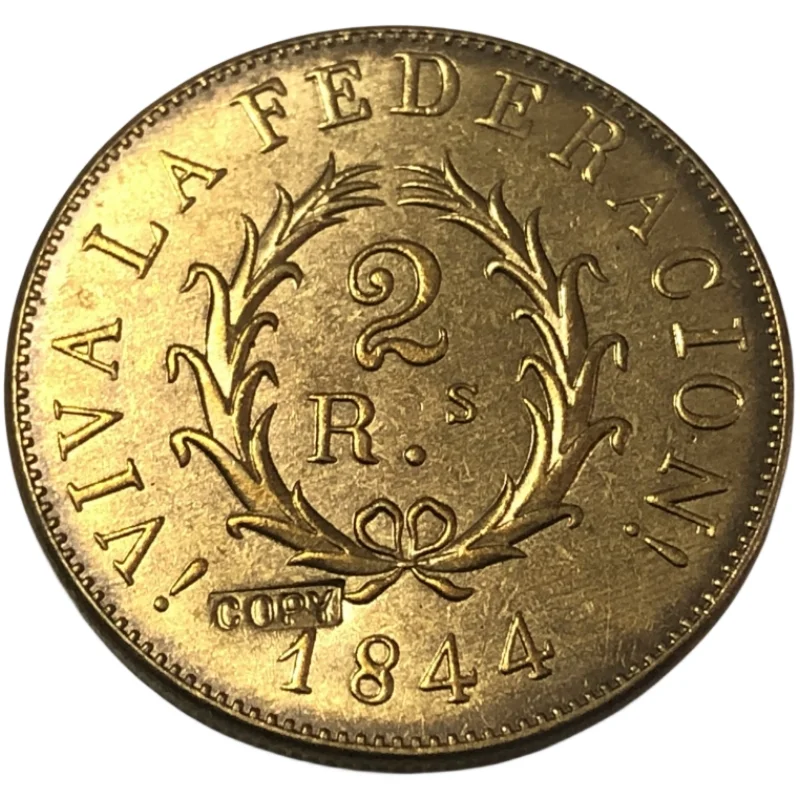 

1844 Buenos Aires 2 Reales Copper Copy Coin