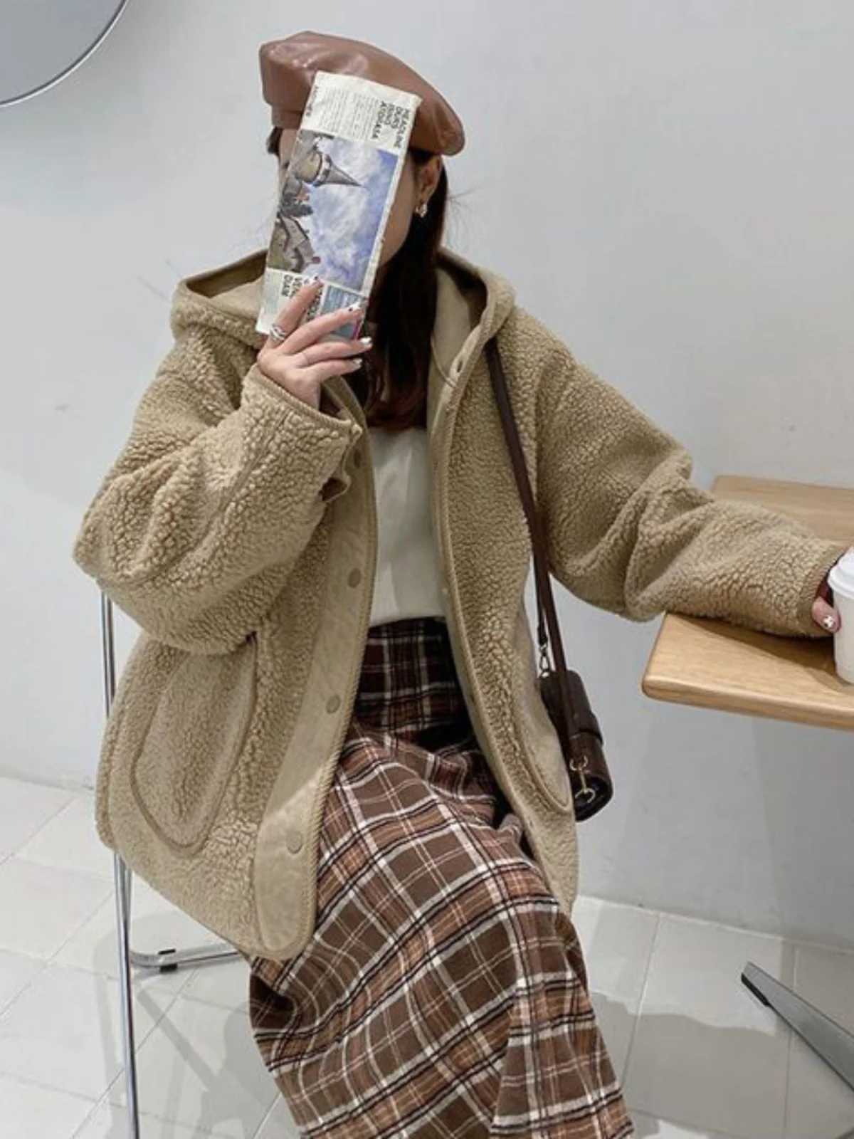 Autumn Winter New Women's Lamb Wool Velvet Thickened Coat Fashion Hooded Loose Warm Cotton Jackets Korean Casual Outerwear