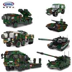 XINGBAO German Military Battle Tank Transport Truck Leopard-2A6 HX-81 MOC Building Block US WWII Cannon Vehicle Brick Toys