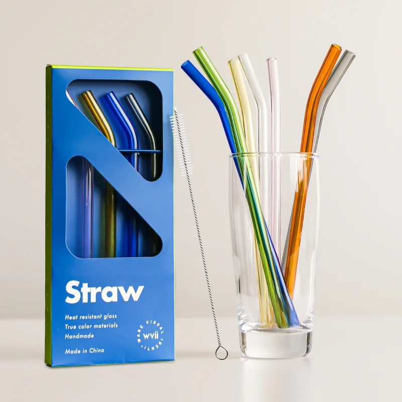 

Reusable Glass Straws Multi-color Drinking Straw for Smoothie Milkshakes Tea Juice Cocktail Straight Bent Straw with Brush