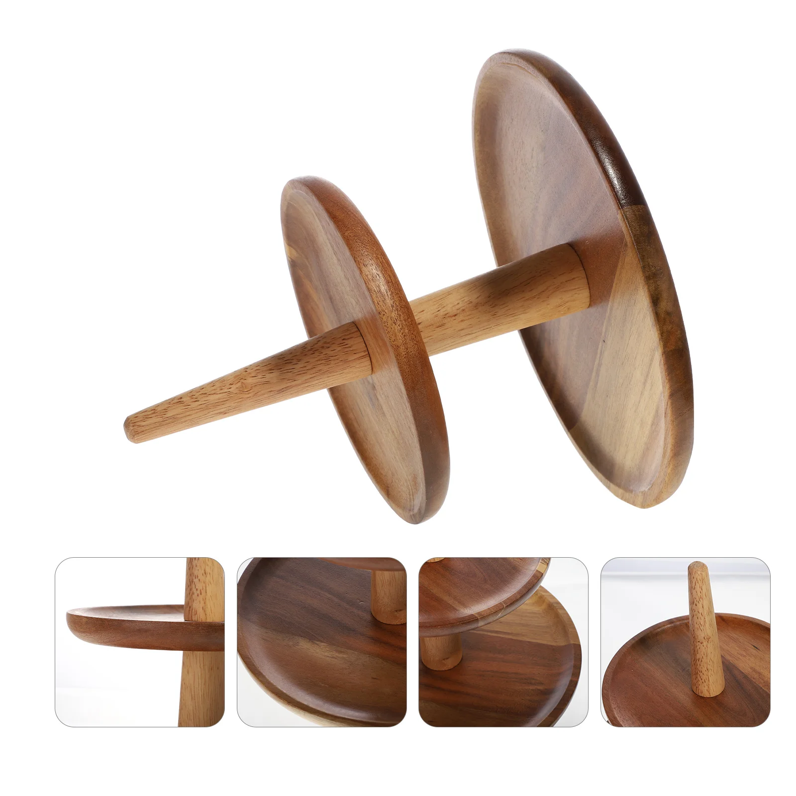 

1Pcs Solid Wood Fruit Rack Double Layer Snack Plate for Candy Dried Fruit Nuts Storage Wooden Serving Tray Home Decor Kitchen