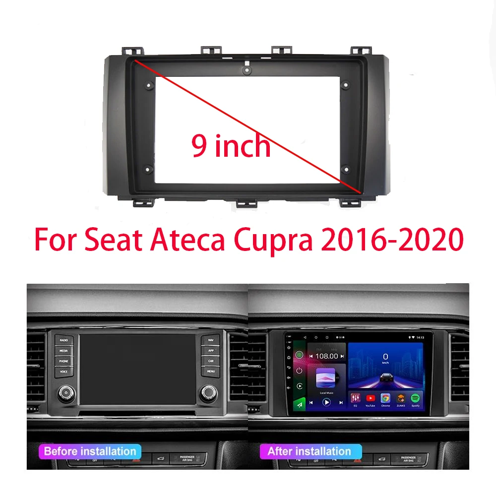 Car Radio Fascias Frame For Seat Ateca Cupra 2016-2020 9 inch Stereo Panel Adapter  Mount Kit