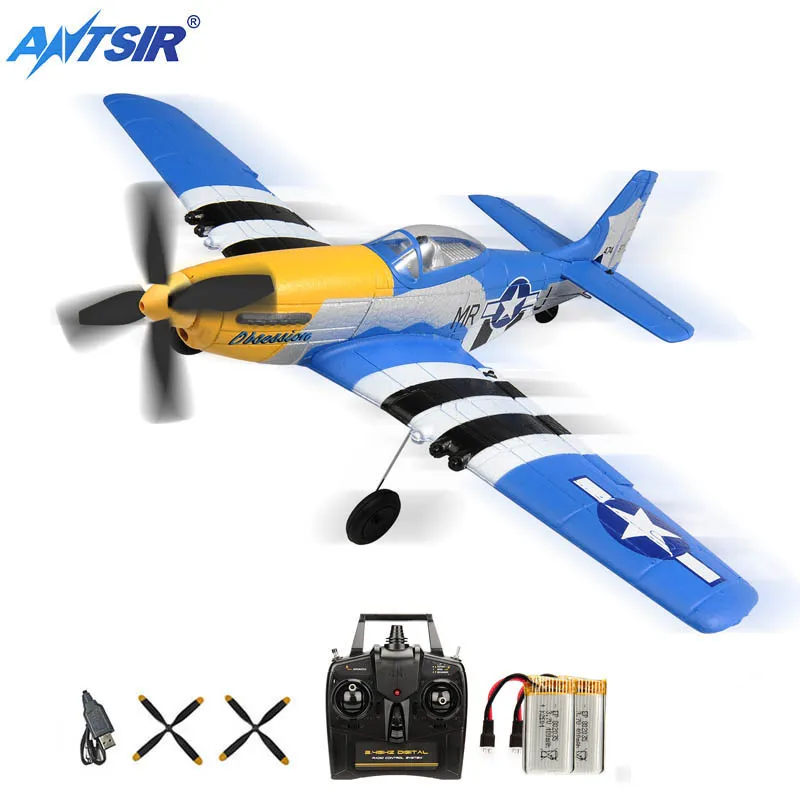 P51 Mustang RC Airplane  2.4G 4CH 6 Axis 400mm Wingspan RC Aircraft One Key Aerobatic RTF Glider Plane Toys Gifts