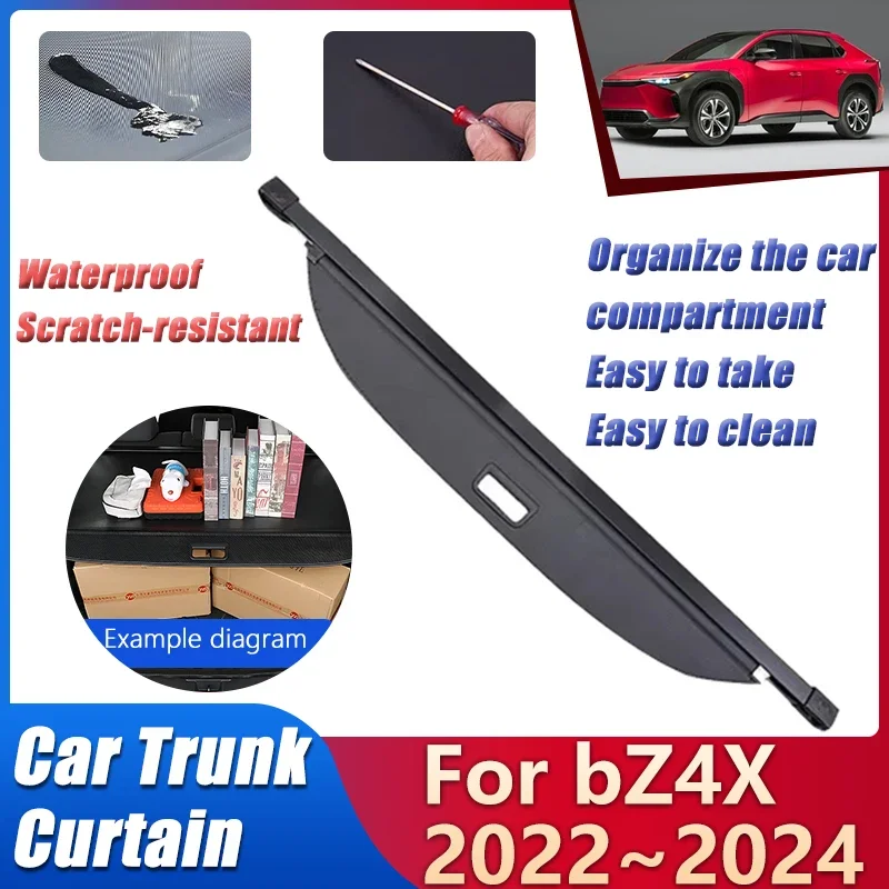 Car Rear Trunk Curtain For Toyota bZ4X 2024 Accessories 2023 2022 EA10 Subaru Solterra Rear Partition Shelter Storage Accessorie