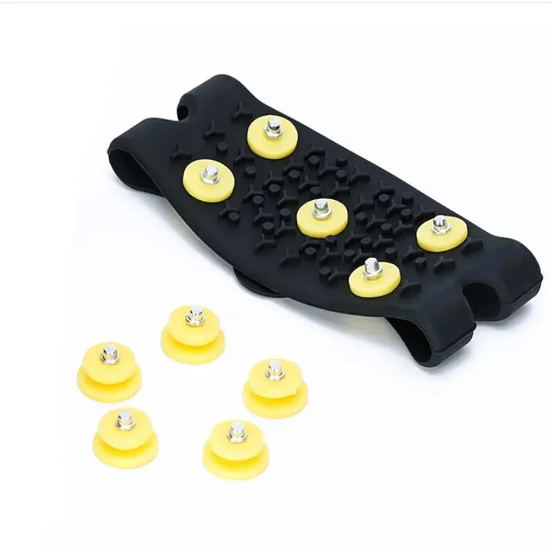 1 Paar 5-Stud Sneeuw Ijs Klauw Klimmen Anti Slip Spikes Grips Stijgijzers Schoenplaten Sportschoenen Cover voor Vrouwen Mannen Laarzen Cover Maat 35-43