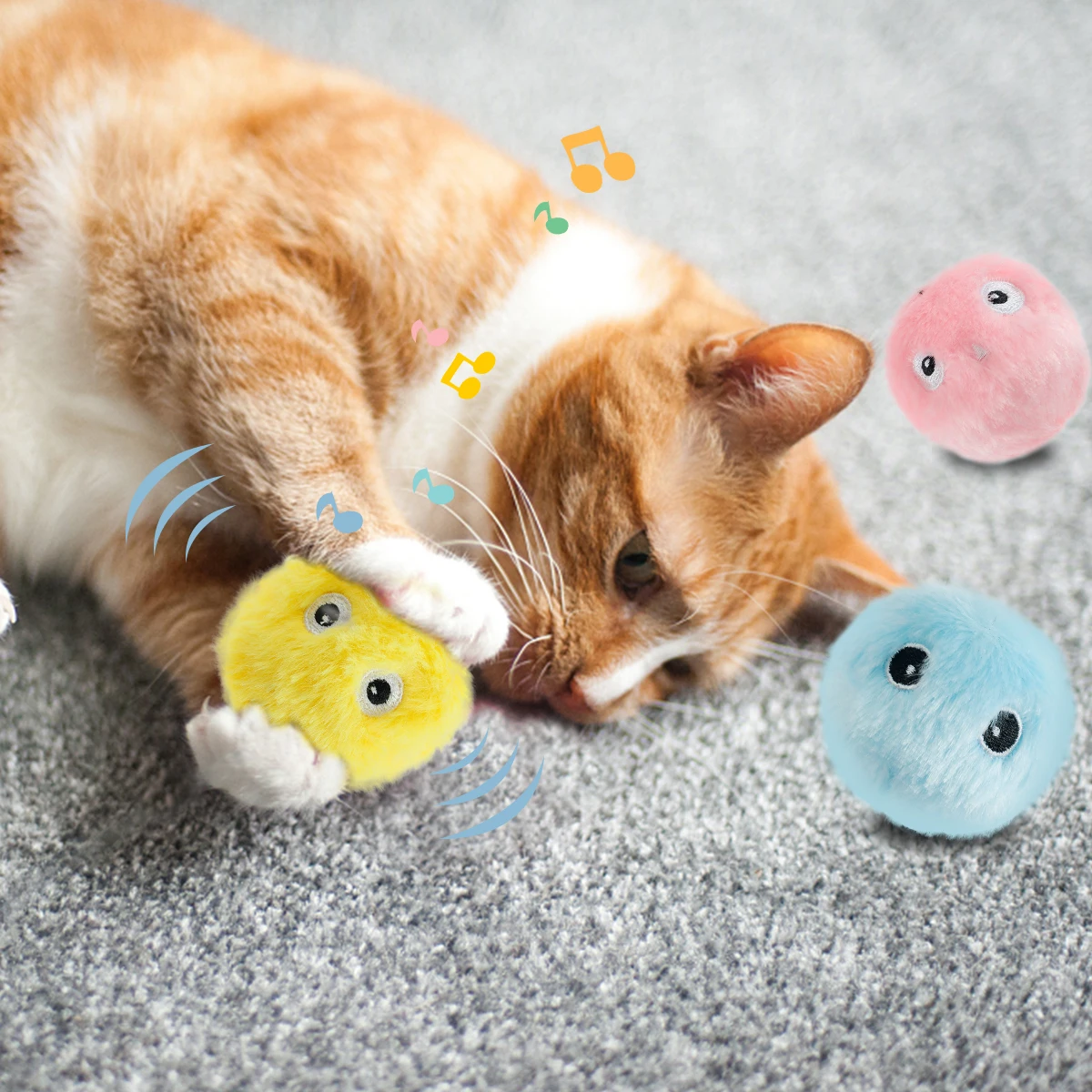 Cat Toys Balls Smart Cat Toys Interactive Ball Plush Electric Catnip Training Toy Kitten Touch Sounding Pet Product Squeak Toy