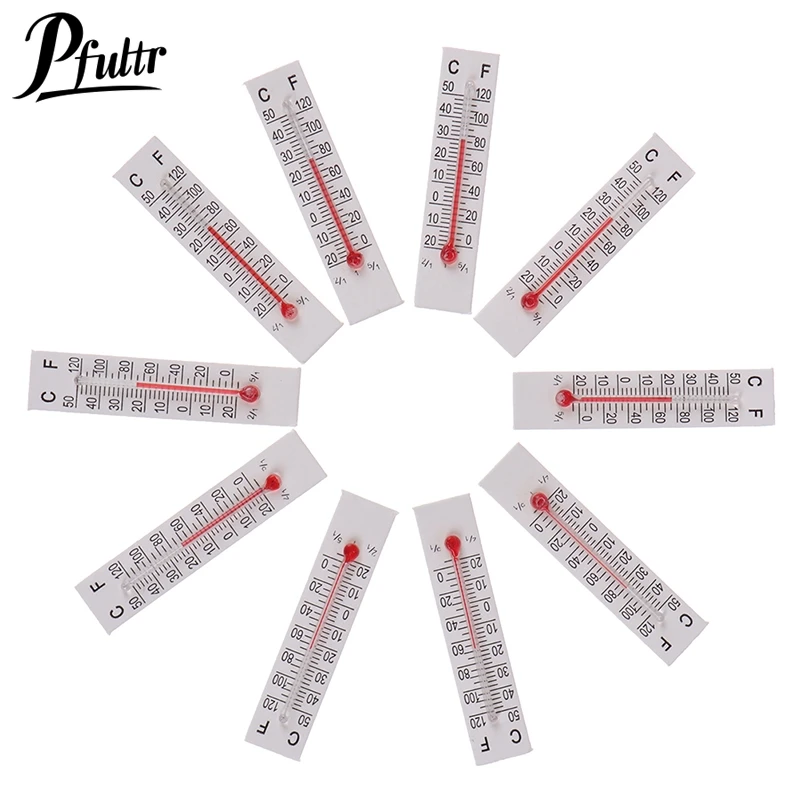 Hot sale 10Pcs 5cmX1.1cm Miniature Paper Cardboard Thermometer Indoor -20-50 Celsius 5cmX1.1cm