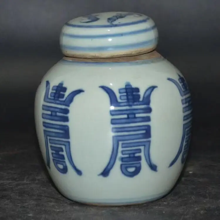 Exquisite Chinese Porcelain Blue and White Porcelain Pattern Cover Jar Pot