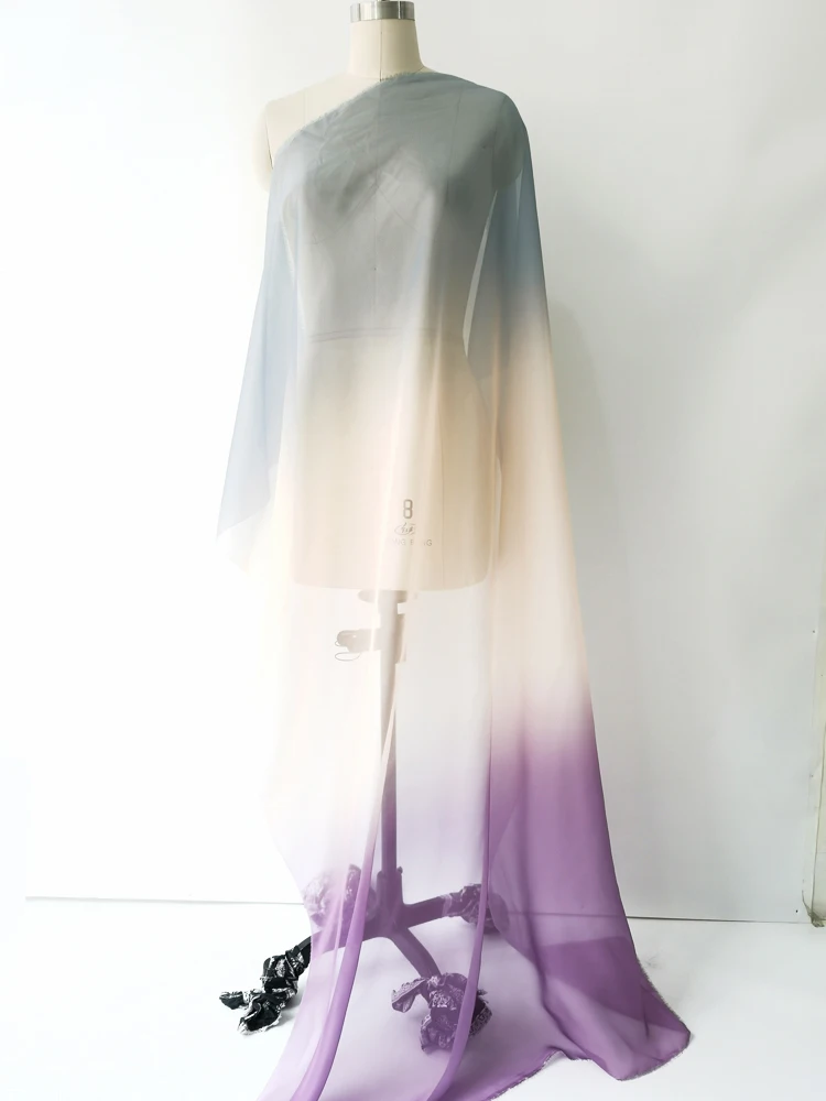 Ombre Chiffon 58'' breit nach Meter 30D Farbverlauf Chiffon transparenter Stoff Tanzschal Hochzeitsdekorationen transparent – Detail 39