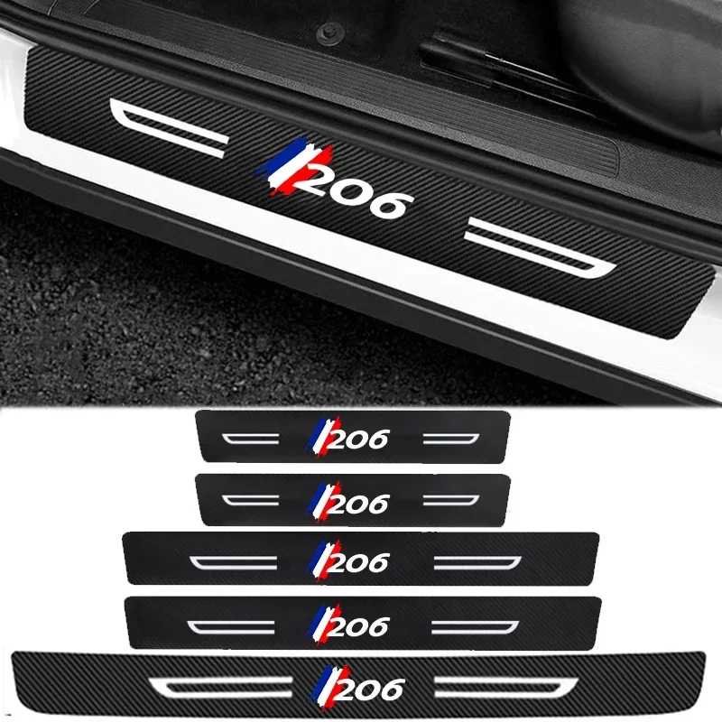 Fibra di carbonio per Peugeot 206 Logo davanzale della portiera dell\'auto proteggi pellicola Anti Kick Sticker soglia automatica Scuff Scratch Strip