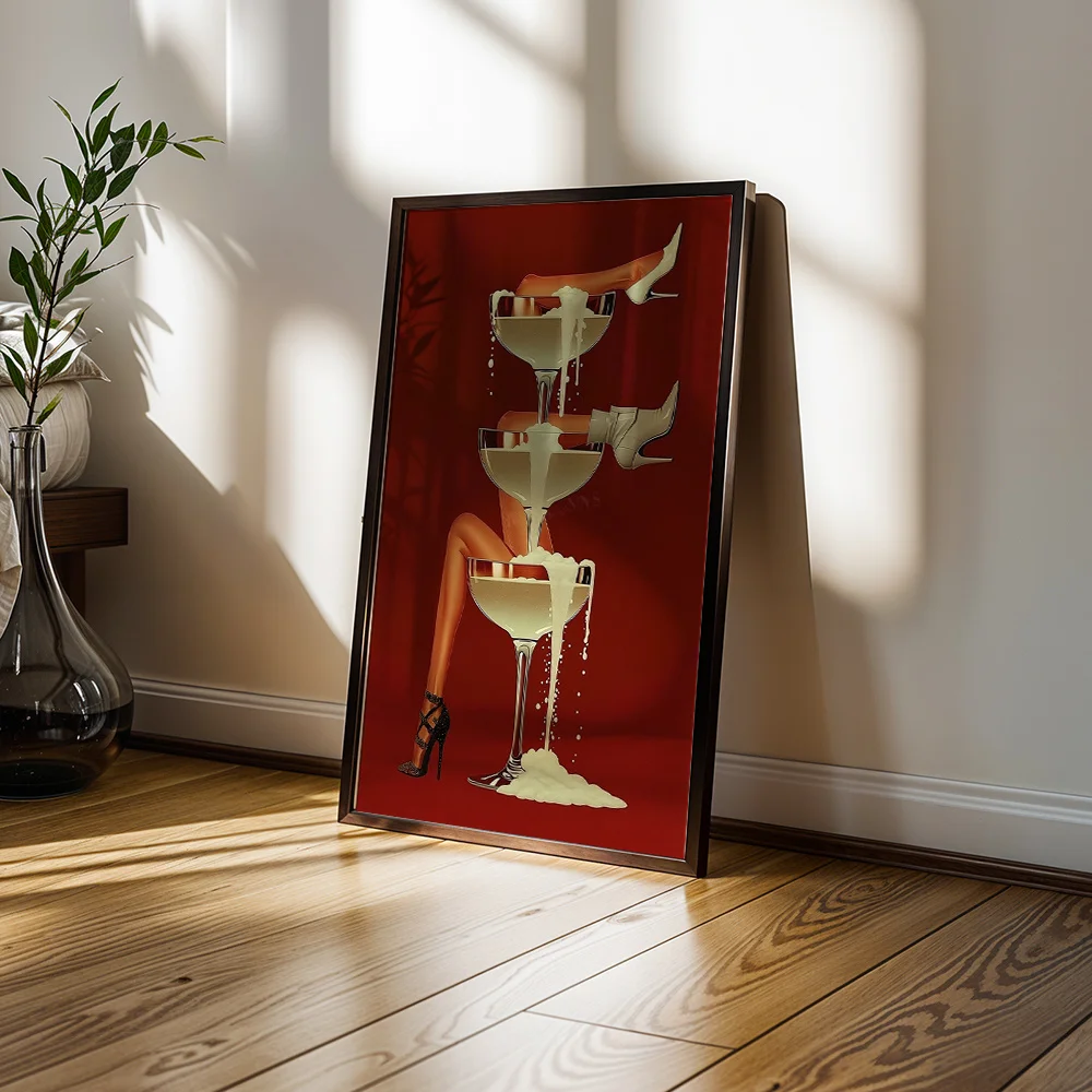 High Heels Goblet Abstract Canvas Poster Wall Art,2D Print Wall Decor,Aesthetic Home Decor Gift For Living Room & Bedroom