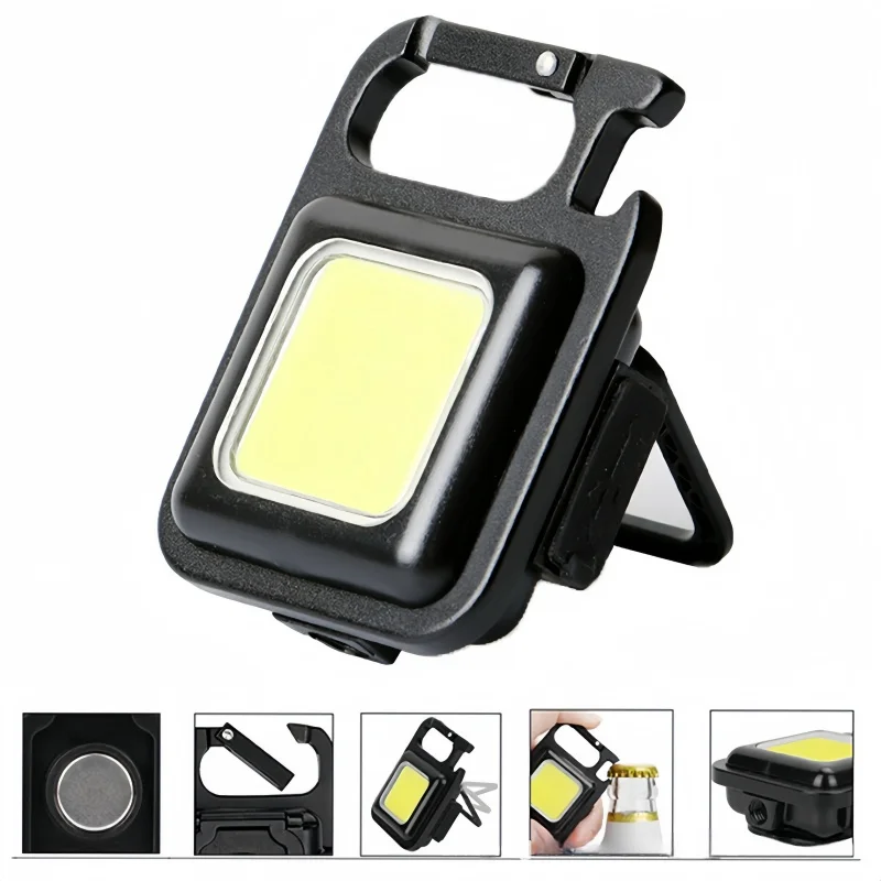 COB Flashlight Mini Protable Keychain Lamp 4 Lighting EDC Torch Outdoor Waterproof Emergency Camping Fishing Work Lights