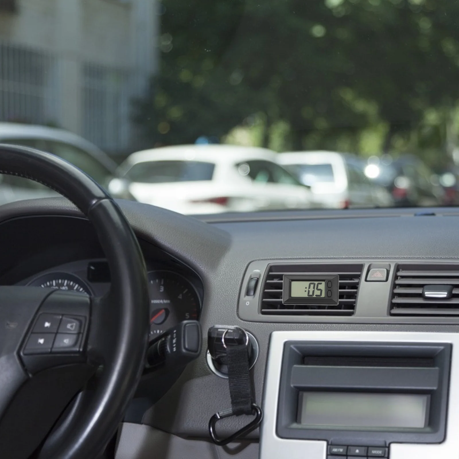 

2Pcs Electronic Clock Classic Digital Calendar Mini Clock for Car Dashboard Office Desktop Durable Plastic Date Time Display