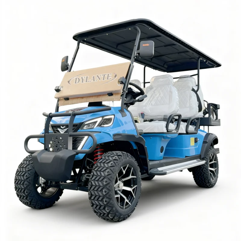 سعر المصنع سعر الخصم 60 فولت نمط حصري عربة جولف كهربائية مع حامل حقيبة جولف 4 + 2 مقعد سيارة صيد صغيرة متعددة الأغراض