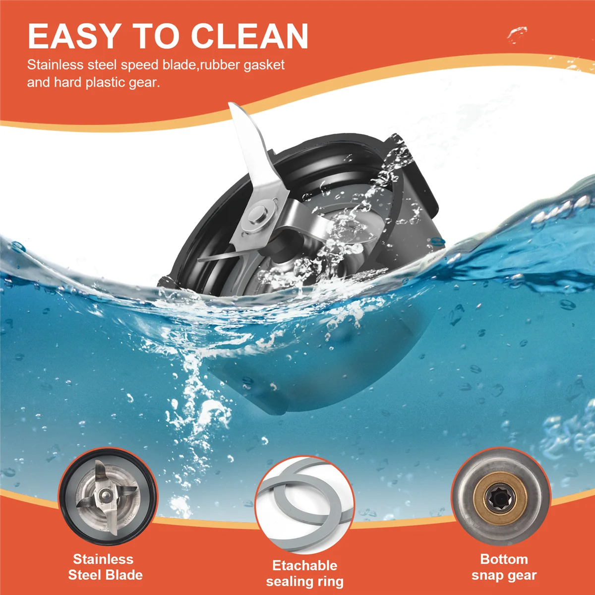 قطع غيار لخلاط أوسترايزر، مجموعة شفرات فيوجن 4 نقاط مع حشية سدادة مطاطية مكونة من قطعتين 4961-A99X