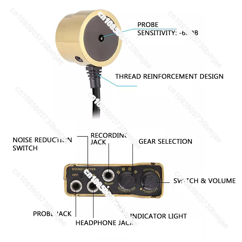 F999R High-Precision Leak Detector Heating Water Pipe Leakage Detection Engine Abnormal Noise Amplification Set Audio Listener