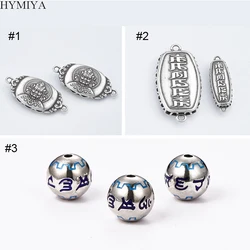 100% 925 Silver Tibetan Yellow Jambhala Amulet Tibetan Six Words Proverb Beads Good Luck Jewelry Findings