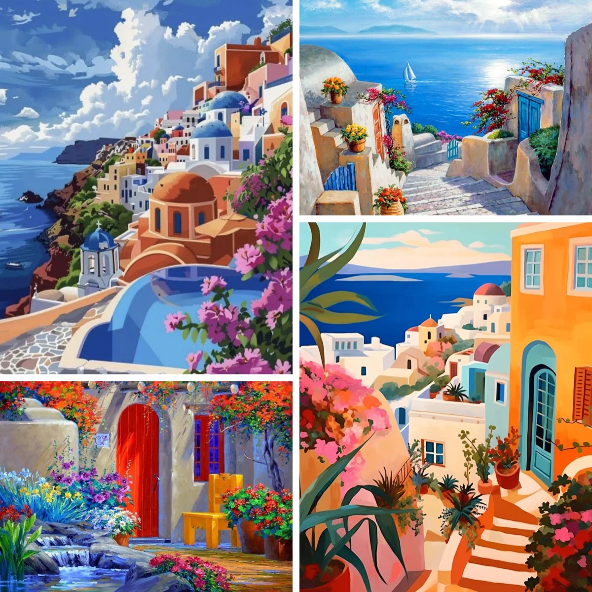 

Diamond Painting Santorini Greece City Full Square Diamond Mosaic Mediterranean Embroidery Rhinestone Kit DIY Apartment Decor
