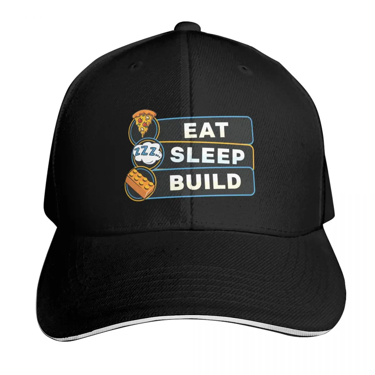 Eat Sleep Build Baseball Cap Curved Brim Classic Fit Low Profile Unstructured Unisex for Men Women