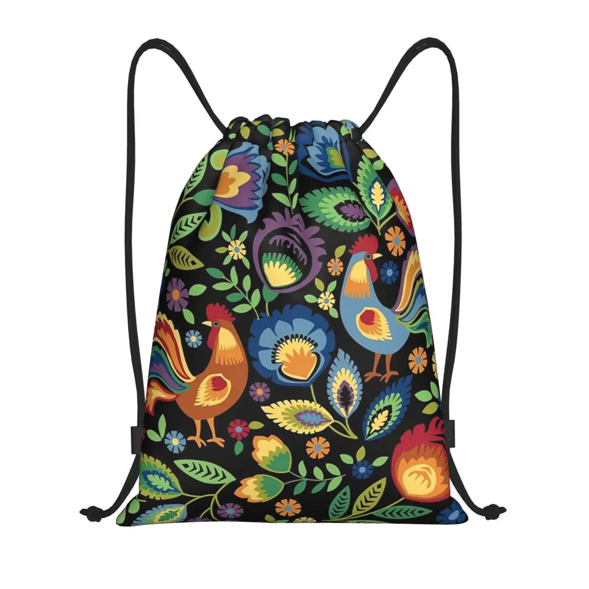 

Polish Folk Roosters Backpacks Fashion Drawstring Bags Sundries Bag Book Bags for Travel Students