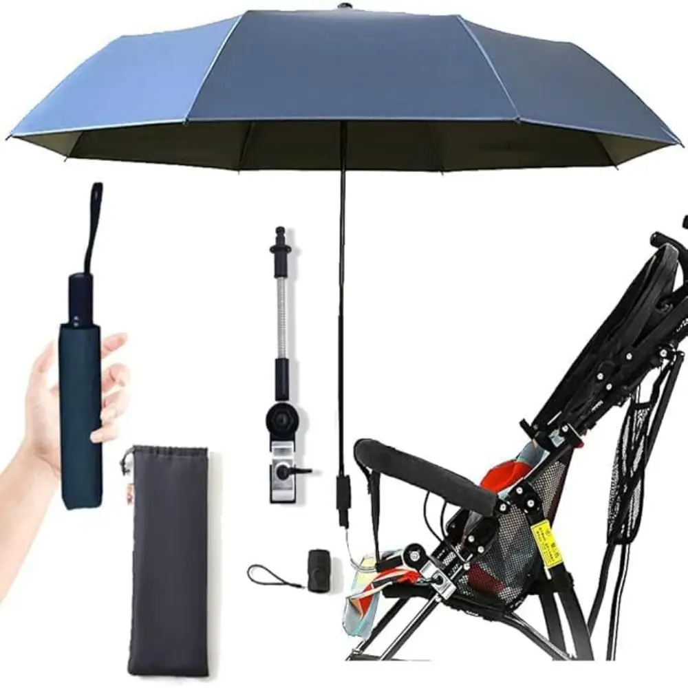 Waterproof Umbrella Universal Baby Parasol Pure Color with Holder Clip lamp Baby Stroller Sun Shade Sun Protection Universal