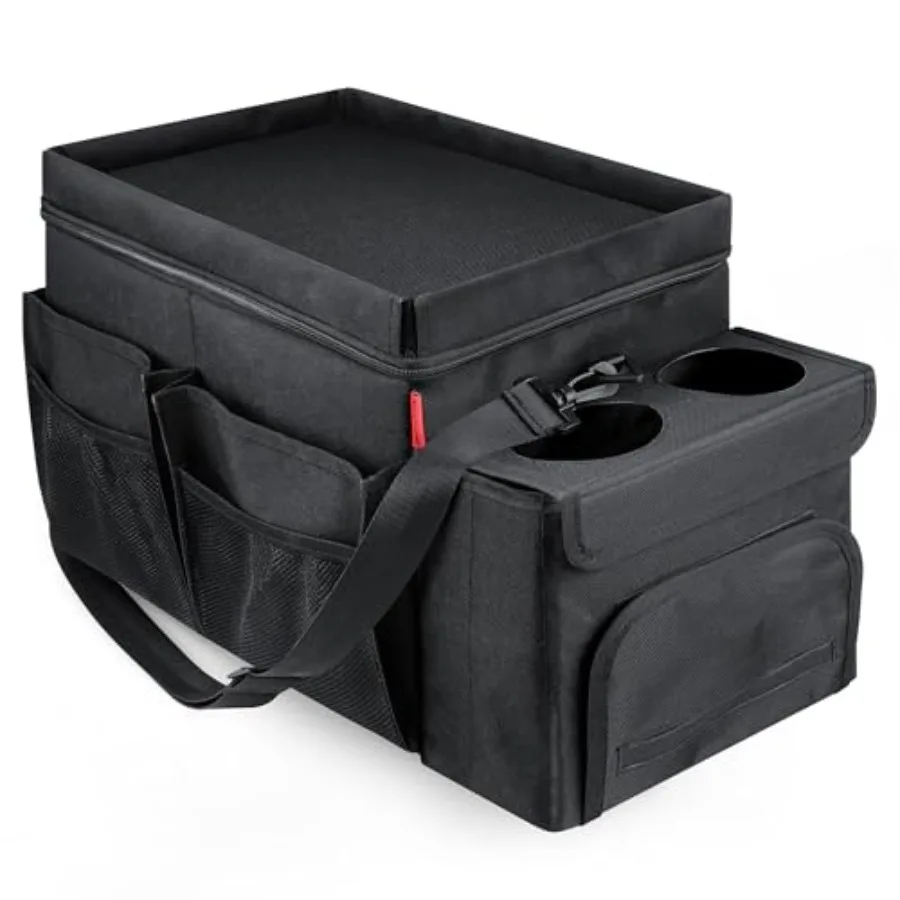 

Car Organizer and Cooler Durable Oxford Fabric Exterior and Waterproof Liner, Portable Car Storage and Insulated Cooler Box wit