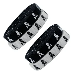 2 Pair Shoelace Rope Laces White Goth Skull Shoelaces Casual Shoes Black for Sneakers Double Sided Thick Flat